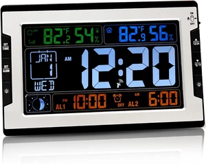 Atomic Clock, 8.5 Inch Adjustable Backlight Digital Wall Clock with Indoor Outdo
