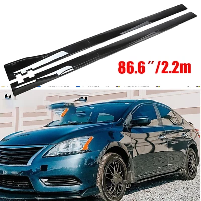 For Nissan Sentra S Glossy Black 2.2m/86.6inch Side Skirt Extensions Rocker Lip - Изображение 1 из 4