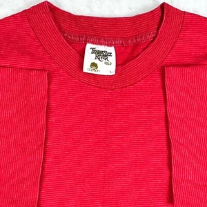 vintage 80s BLANK RED STRIPED T-Shirt MEDIUM/LARGE tennessee river single stitch - Picture 1 of 10