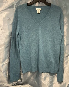 Adrienne Vittadini 100% 2 Ply Cashmere Sweater Blue Round Neck Long Sleeve Large - Picture 1 of 3