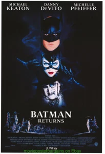 BATMAN RETURNS MOVIE POSTER Original SS 27x40 RAREstyle With Date MICHAEL KEATON - Picture 1 of 1