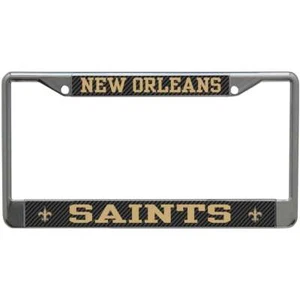 New Orleans Saints Metal License Plate Frame - Carbon Fiber - Picture 1 of 1