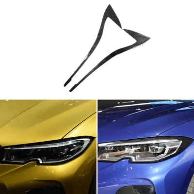 Real Carbon Fiber Light Eyebrow Trim For BMW 3 Series G20 G28 19-24 — 第 1/4 张图片