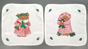 Teddy Bear Striped Pajama Party Pillow Cover Set Winter Holiday Home Decor - Picture 1 of 22