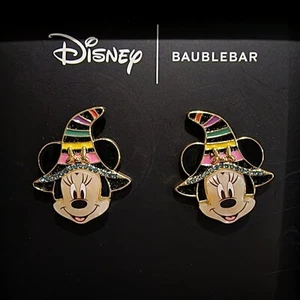 Disney x Baublebar Earrings Minnie Mouse Witch Hat Stud Earrings Halloween NIB - Imagen 1 de 2