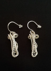 Cross Earrings Artisan Hand Made Sterling Silver SS Christian Religious USA ooak - Picture 1 of 4