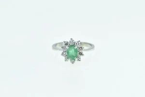 14K 1.10 Ctw Emerald Diamond Halo Engagement Ring White Gold *91 - Picture 1 of 4