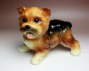 Yorkshire Terrier Puppy Black and Tan Yorkie Porcelain Figurine Japan NEW - Picture 1 of 11