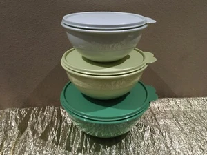 New Tupperware Beautiful UNIQUE and Colorful Set of 3 Wonderlier Mixing Bowls - Picture 1 of 12