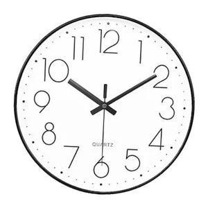 Wall Clock Silent Non-Ticking Modern Round Wall Clocks Battery 10 Inch Black - Picture 1 of 7