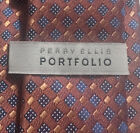Perry Ellis Portfolio Mens 3 Orange With Blue Sq Ot Business Professional Tie