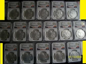 MORGAN CC Dollar FIJI 1878-1893 16 coins 16 oz NGC MS 70 ER IN GOD WE TRUST - Picture 1 of 2
