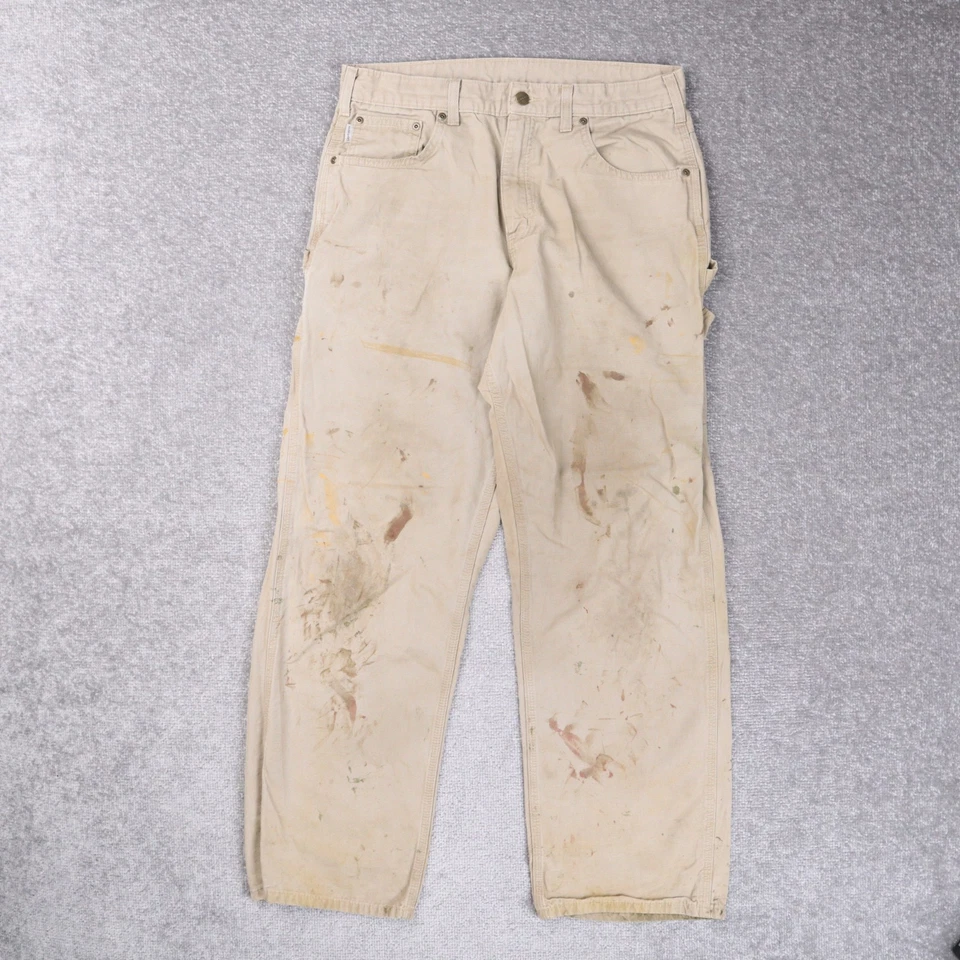 Pantalones de carpintero Carhartt para hombre holgados beige pintor aplastado 34x34 Foto 1 de 4