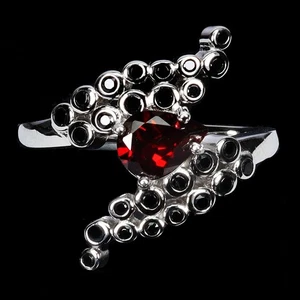 Anillo de plata de ley 925 pera granate mozambique 7x5 mm espinela piedras preciosas joyería 9 - Imagen 1 de 13