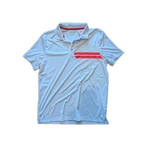 Calvin Klein Polo Shirt Men's Medium White Red Trim Short Sleeve Logo Snaps - Picture 1 of 6