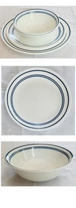 VINTAGE Corelle Dinnerware BLUE CAFE Triple Blue Bands on White 6-Piece Set - Picture 1 of 7