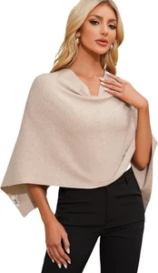 Women Capri Poncho Sweater Cropped Versatile Shawl Knit Wraps Cowl Neck Tops - Picture 1 of 131