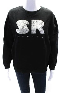 Sonia Rykiel Girls Cotton Metallic Graphic Crewneck Sweatshirt Black Size 14 - Picture 1 of 6