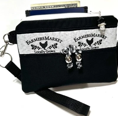 Фермеры-рынок-курица-ручной работы-деньги-монета-ID-кредитная карта-браслет-кошелек-мешочек - Изображение 1 из 4