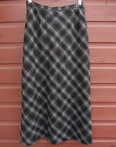 Falda midi larga línea A Eddie Bauer talla 4 gris mezcla de lana a cuadros - Imagen 1 de 3