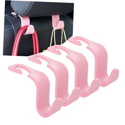 Paquete de 4 ganchos para reposacabezas de asiento de coche Amooca organizador de almacenamiento universal rosa Foto 1 de 4