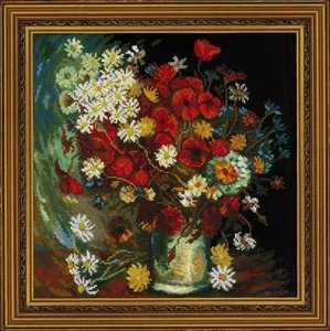Cross-stitch kit Still Life with Meadow Flowers and Roses 1591 Riolis - Picture 1 of 6