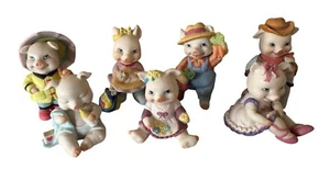 Ceramic Pigs Collection 1994 Set of 6 Bronson Collectibles farmer Ballerina Cowb - Picture 1 of 7