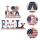  2 Pcs Independence Day Ornament Wooden Letters Hanging Signs Ornaments