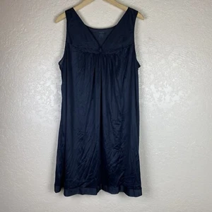 Vanity Fair 1x Nightgown Black Lace Trim Short Satin Gothic Romantic Y2K Sheer - Picture 1 of 5