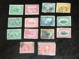 14 USED US COMMEMS 1907-13 PAN-AM JAMESTOWN $100+ CATALOG FREE SHIPPING SEE LIST - Bild 1 von 1