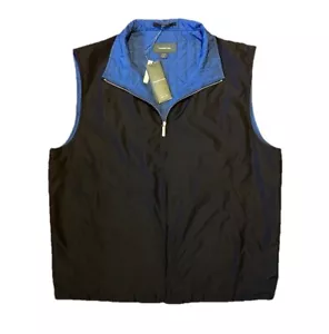 New Ermenegildo Zegna Vest Mens X-Large 54 Black Blue Full Zip Golf Nylon - Picture 1 of 10