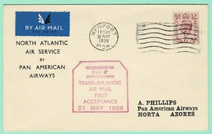 1939 (May 30) UK TRANS-ATLANTIC AIR MAIL FIRST ACCEPTANCE  via PanAM FAM 18 - Picture 1 of 2