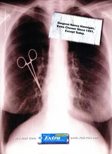 EXTRA GUM AD #09 MAGAZINE promo AD 2001 SURGEON NANCY HANNIGAN EXTRA CHEWER - Picture 1 of 2