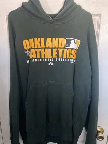Oakland Athletics Hoodie Mens Large Green Authentic Collection Majestic Cover