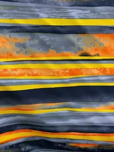 ORANGE GRAU GOLD gestreift Polyester Köper Stoff (60 Zoll) Meterware - Bild 1 von 4