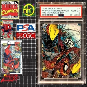 1992 Marvel Comic Images Spider-Man McFarlane - #7 Friendly Neighbor PSA 10 GEM - Picture 1 of 6