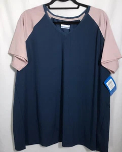 Columbia Sportswear Womens Sandy Trail Short Sleeve Tee Pink/Blue SZ 1X NWT - Picture 1 of 7
