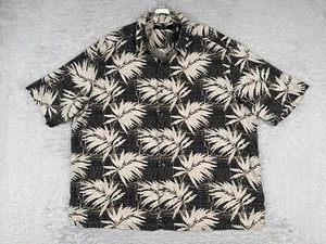 Axis LA Shirt Men 2XL XXL Black Beige Floral Palm Leaf 100% Silk Hawaiian - Picture 1 of 14