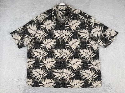 Axis LA Shirt Men 2XL XXL Black Beige Floral Palm Leaf 100% Silk Hawaiian - Image 1 of 4