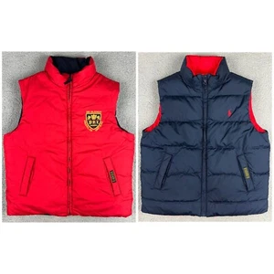 Polo Ralph Lauren Vest Boy Large Red Navy Blue Puffer Reversible Youth Kid NYC 2 - Picture 1 of 11