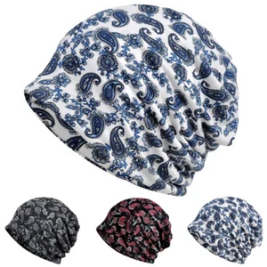 Cappello Uomo Donna Scivoloso Paisley Stampa Floreale Cappello Beanie Multiuso Collo Sciarpa - Foto 1 di 4