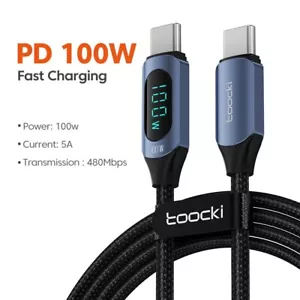 USB Type C to Type C Charging Cable PD 100W Fast Charger Data Cord LED Display - Picture 1 of 10