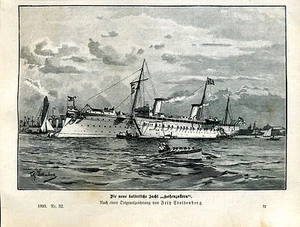 Die neue Kaiserliche Jacht Hohenzollern -Fritz Stoltenberg - Holzstich--aus 1893 - Picture 1 of 1