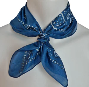 leichtes Damen Nickituch Halstuch Seidentuch Paisley blau schwarz weiß Tuch 422 - Bild 1 von 4