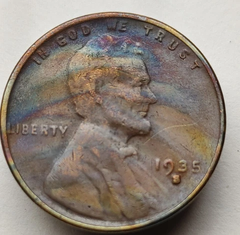 1935s wheat cent monster toning us coin  wheat penny #90 Cover