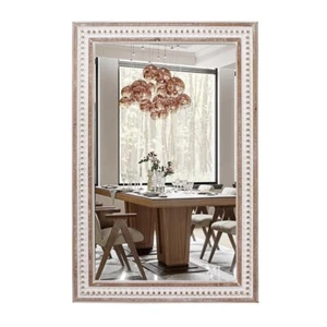 Rectangle Mirror Wooden Bathroom Mirrors - 36x24'' Boho 36"L x 24.2"W Style 1 - Picture 1 of 4