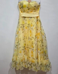 Faeriesty Dress AU M/12 US8 Yellow Floral Bandeau Formal Graduation Prom - Picture 1 of 6