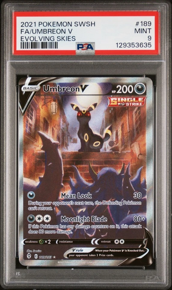 Umbreon V #189 Alternate Full Art 2021 Pokemon SwSh Evolving Skies PSA MINT 9 - Image 1 of 1
