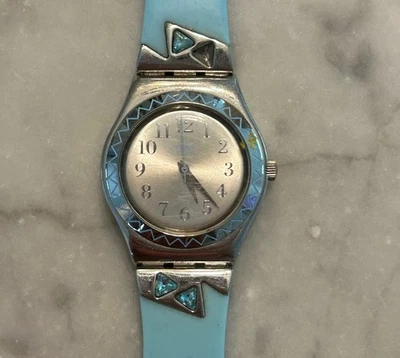 Swatch Irony Lady Turquoise Silver-Tone Women’s Watch – 32mm – Vintage Swiss - Image 1 of 4