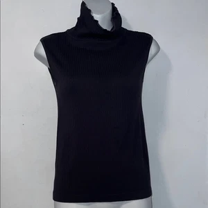C’EST MOI dunkelblau butterweich nahtlos gerippt Rollkragen Tank Top-OS - Bild 1 von 6